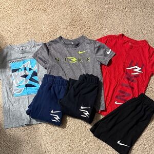 Nike Youth Graphic Tee x3 and Shorts x1 and sweatpants x2 Set